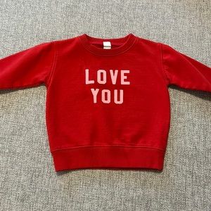 “Love You” Valentine’s Day sweatshirt size 6-12mo